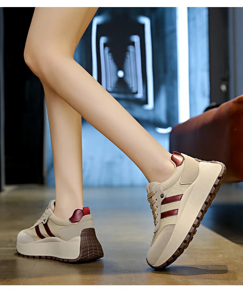 Moipheng Women Shoes Breathable Lace Up Platform Sneakers Lightweight Outdoor Training Sport Shoes Casual Running Sneaker Tenis