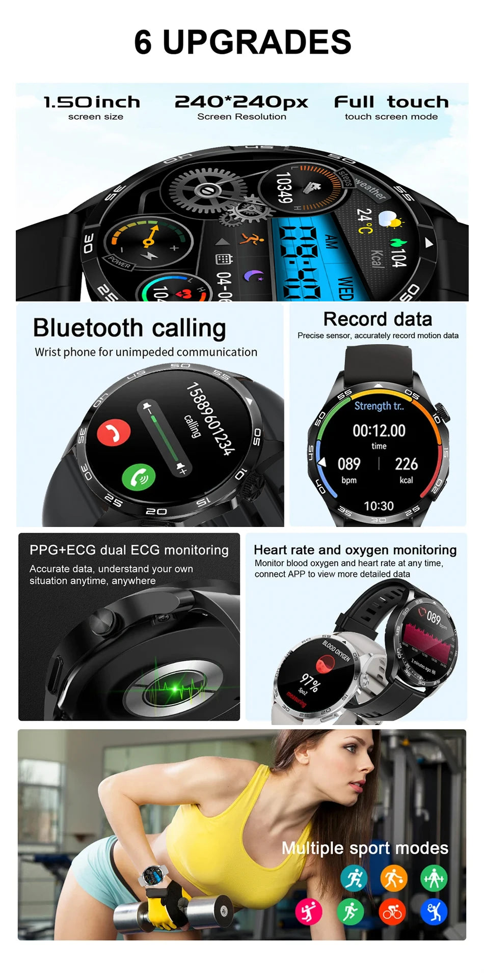 2024 New For Huawei Smart Watch Men Watch 4 Pro+ 1.50 Inch HD Screen Bluetooth Call Health Monitoring Smartwatch New Watch GT4