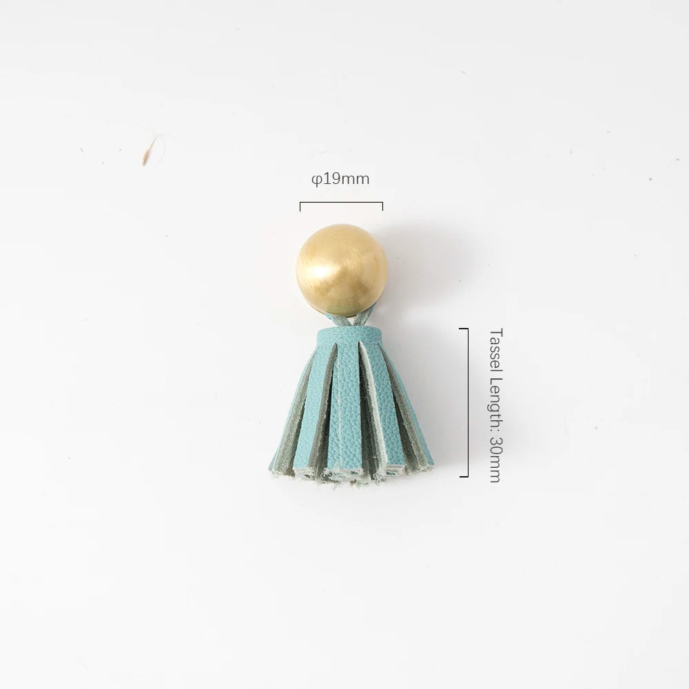 Cute Leather Tassel Knob for Kids Room Pink Cabinet Knobs Wardrobe Dresser Drawer Knobs Kitchen Cupboard  Single Hole