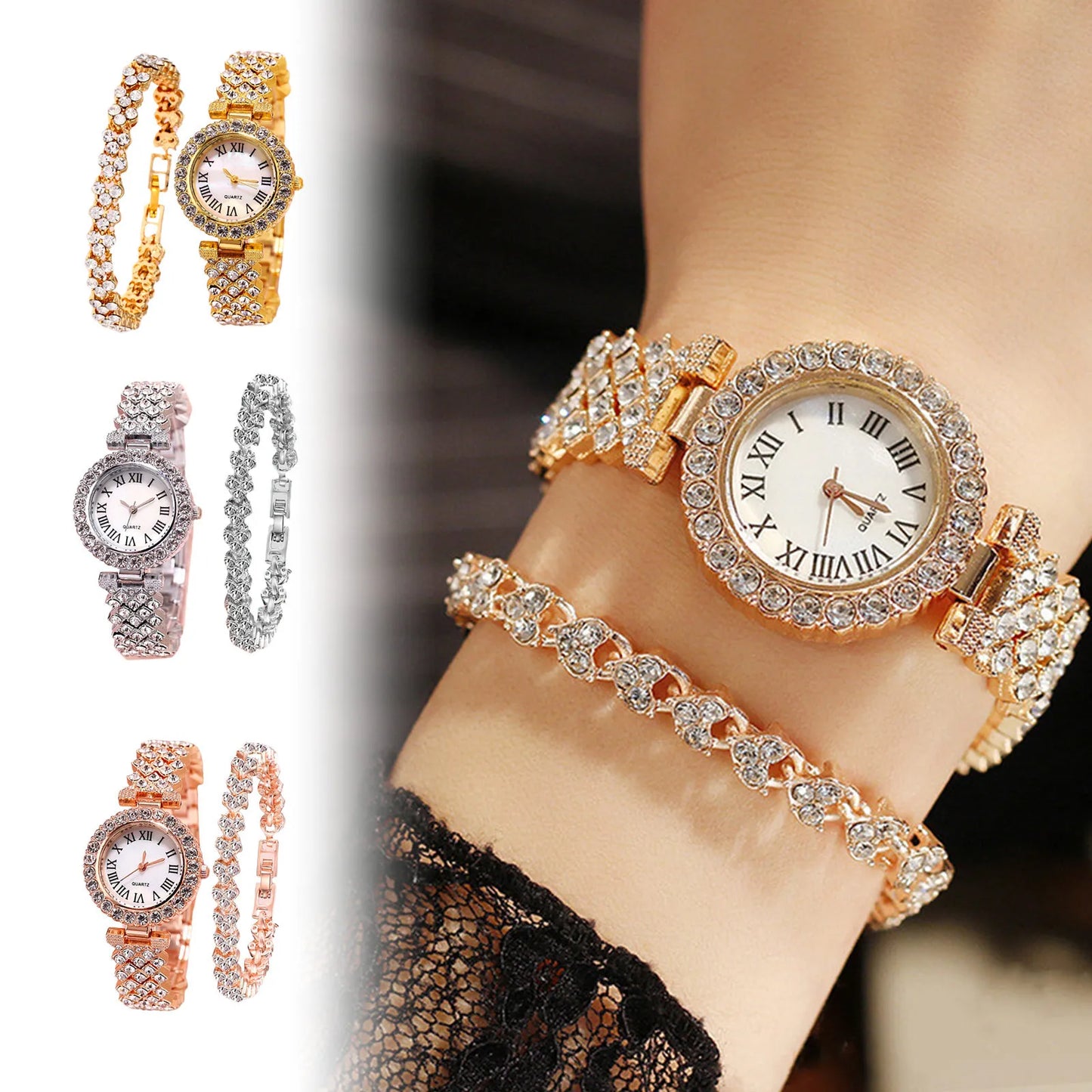 Watch For Women Watches 2024 Luxury Watch Luxury Brand Reloj Mujer Watch Bracelet Set Diamond Steel Band Quartz Watch Wrist Watc