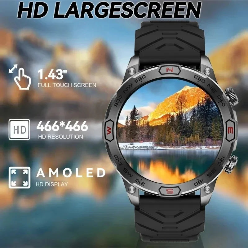 2024 New Outdoor Military GPS Smart Watch Men 466*466 HD AMOLED Screen Heart Rate Bluetooth Call IP68 Waterproof Smartwatches