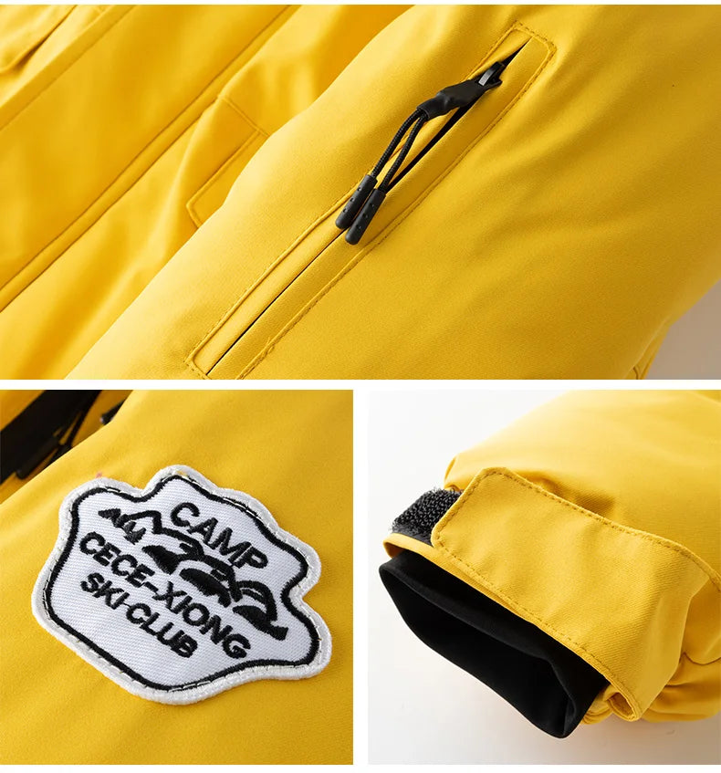 Winter children's skiing suit for boys and girls, windproof and waterproof thick coat for warmth and snow playing equipment