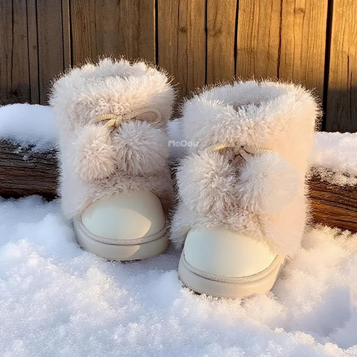 Winter New Warm Snow Boots 2025 Fur Design Women Short Boots Non-slip Light Comfortable Child Home Slippers High Top Shoe