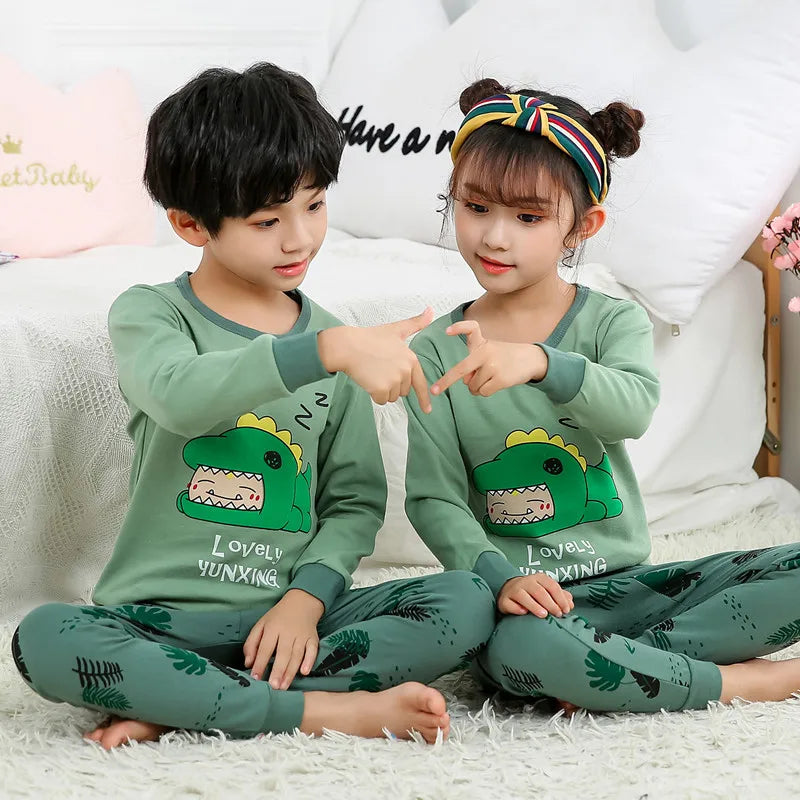 New Teens Baby Girl Pajamas Summer  Long Sleeve Children's Clothing Sleepwear Cotton Pyjamas Sets For Kids