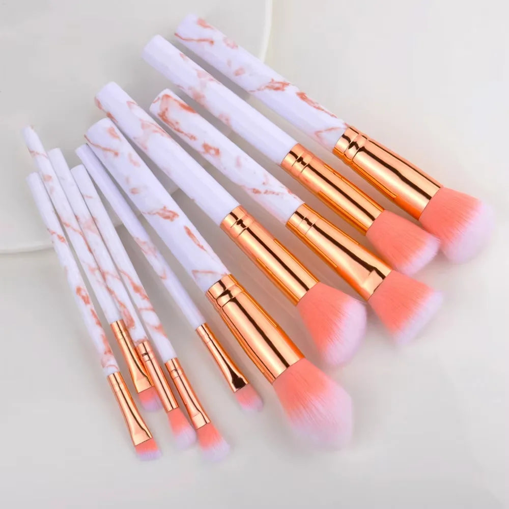 10PCS Makeup Brushes Set Eyeshadow Brush Angled Eyeliner Brush Fan Lash Brush Loose Powder Brush Makeup Tools