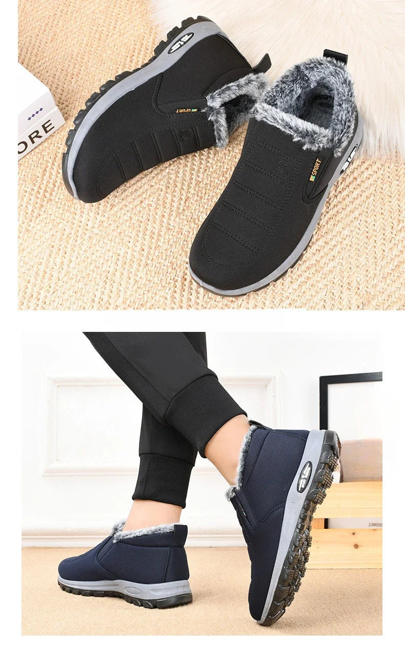 New Winter Snow Boots Outdoor suede anti slip shoes Men Casual Warm Fur Boots Comfortable elderly cotton shoes Zapatos Hombre