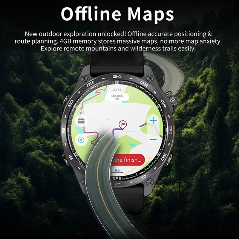 2026 New Smart Watch for Men with Built in GPS Maps 100+ Sport Modes 3ATM Waterproof BT Call MP3 MP4 Playback Altitude Compass