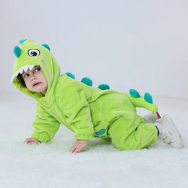 Sully Kigurumis Baby Girls Clothes Romper Winter Soft Warm Infant Boys  Bodysuit Cosplay Pika Hooded Zipper Jumpsuits