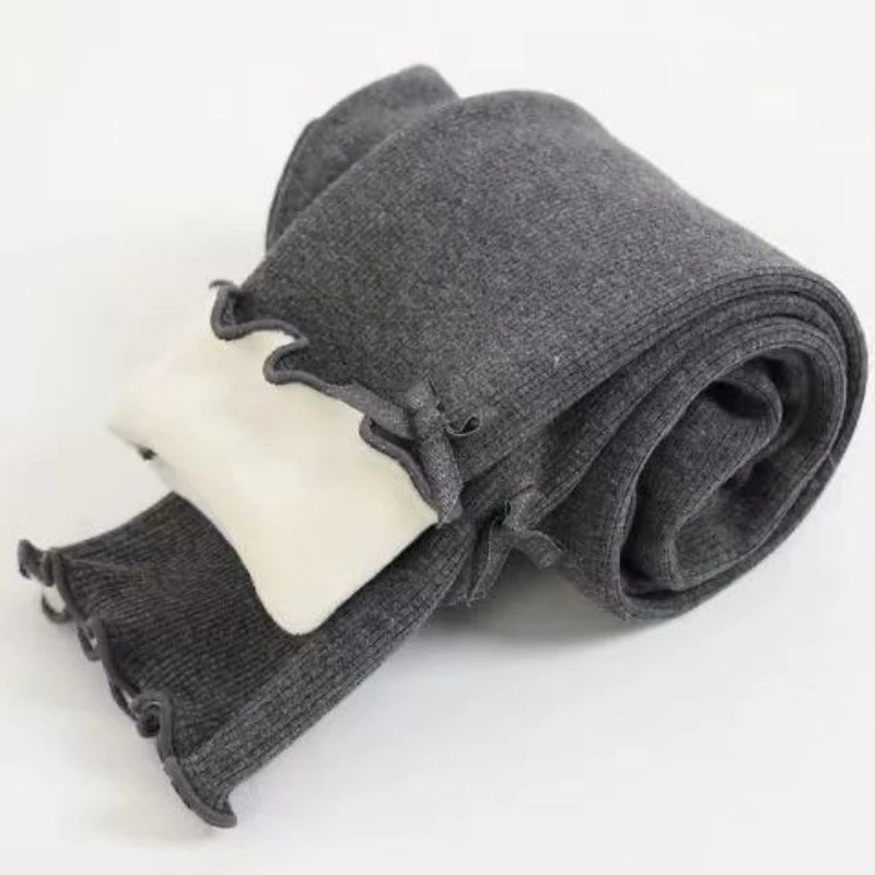 Autumn Winter Sweet Girls Legging Pants Kids Thick Warm Trousers Winter Warm Plush Trousers Elastic Waist Leggings Kids Pants