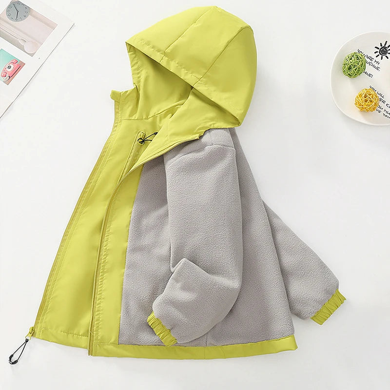 Autumn Winter Teen Boys Jacket Thick Fleece Windproof Warm Hooded Sports Coat For 4-14 Years Kids Clothes Children Outerwear Top