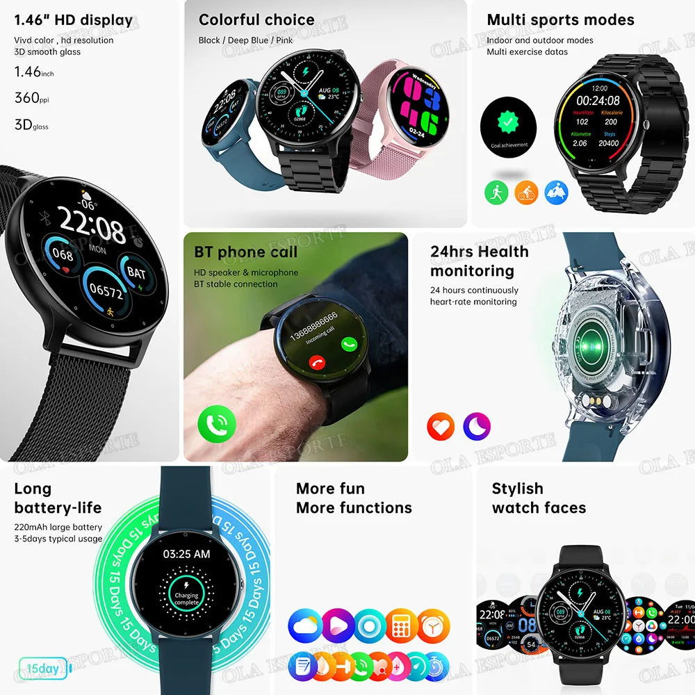 2026 smart watch HD  touch screen ，5ATM waterproof，remote control，GPS tracking，heart rate monitor smartwatch for ios Andriod