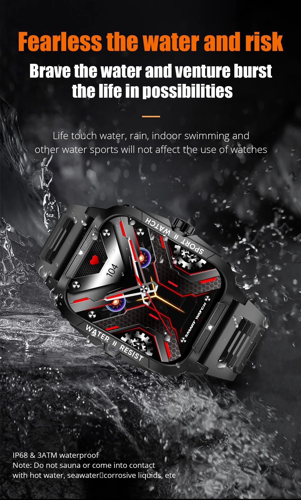 COLMI P76 1.96" Outdoor Military Smartwatch Men Bluetooth Call Smart Watch 3ATM IP68 Waterproof Sports Fitness Watches