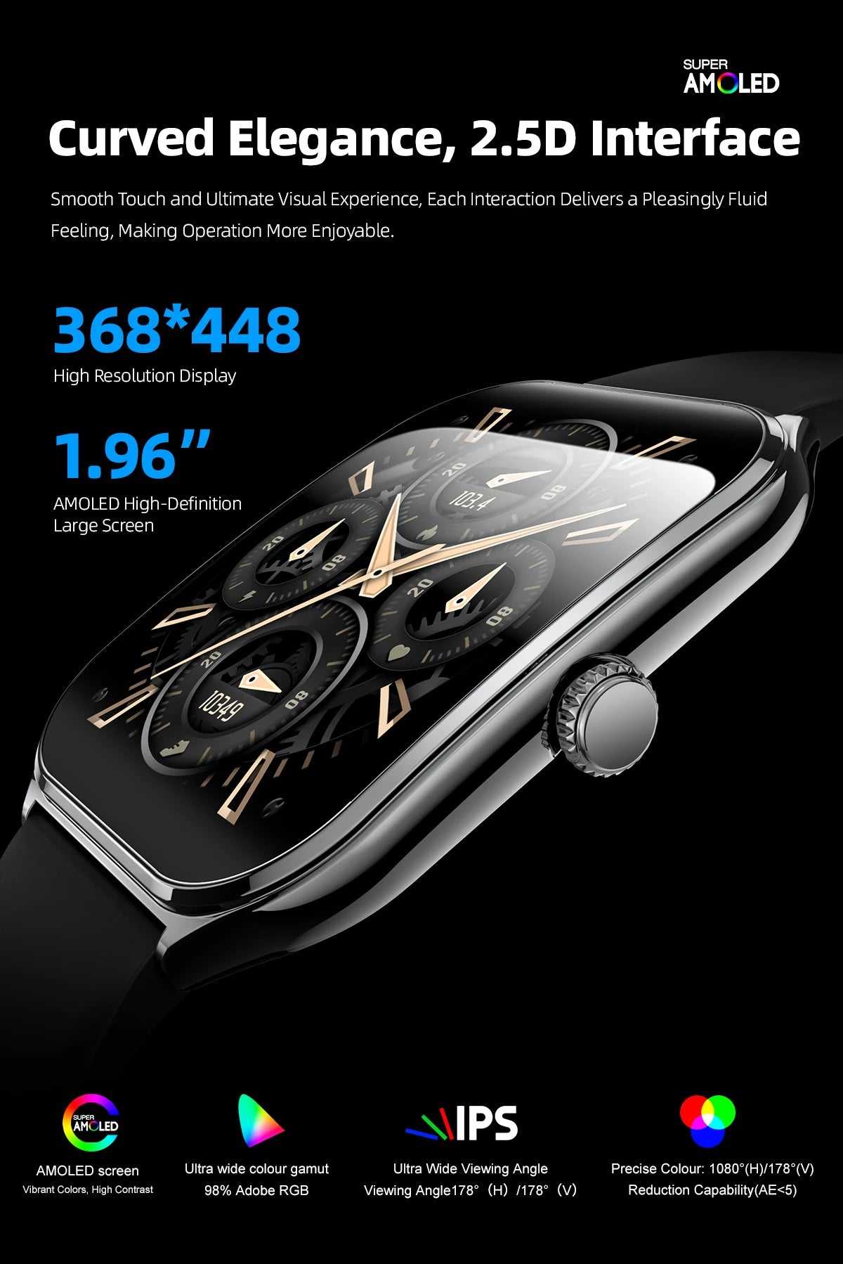 New Ultra Thin Smart Watch Men 1.96' AMOLED HD Pixel Display Always Show Time BT Call Reminder Smartwatch Ladies For Android iOS