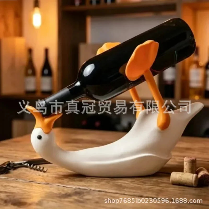Portable Cute Goose Wine Bottle Holder Table Bar Kitchen Dining Room Bottle Rack Stand Decorative Tabletop Gift Kitchen Decor