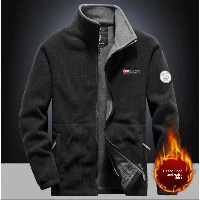 Spring Autumn Men's Outdoor Leisure Fishing Windproof Warm Cashmere Jacket Comfortable Fashionable Windproof Breathable Top