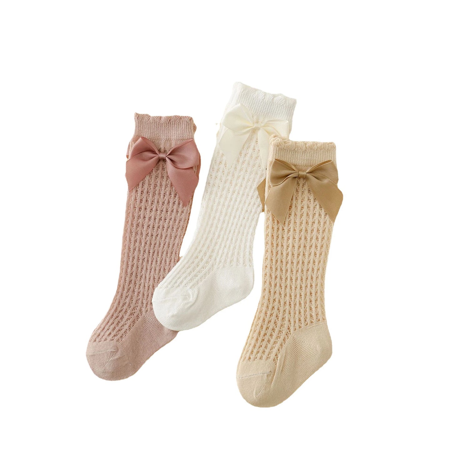 New Summer Infant Baby Socks Girls Newborn Mather Kids Cute Children's High Knee Bow Socks Toddler Non Slip Long Socks Cotton