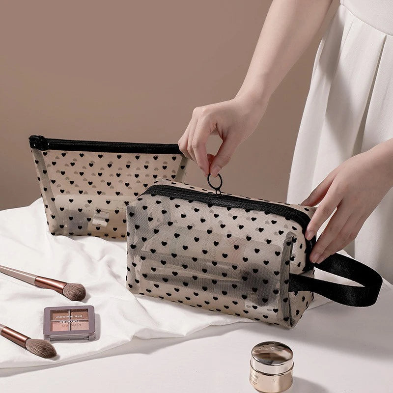 Makeup Bag Outdoor Personalized Transparent Nylon Mesh Cosmetic Bags Pouch Travel Organizer Zipper Beach Makeup Women's Purse