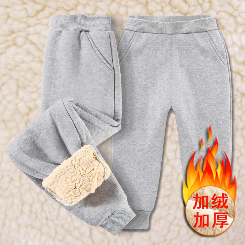 Children Cashmere Sweatpants for Boys Girls Winter Thick Casual Sports Pants Kids Warm Long Pants Trousers 3-14 Years Teenage