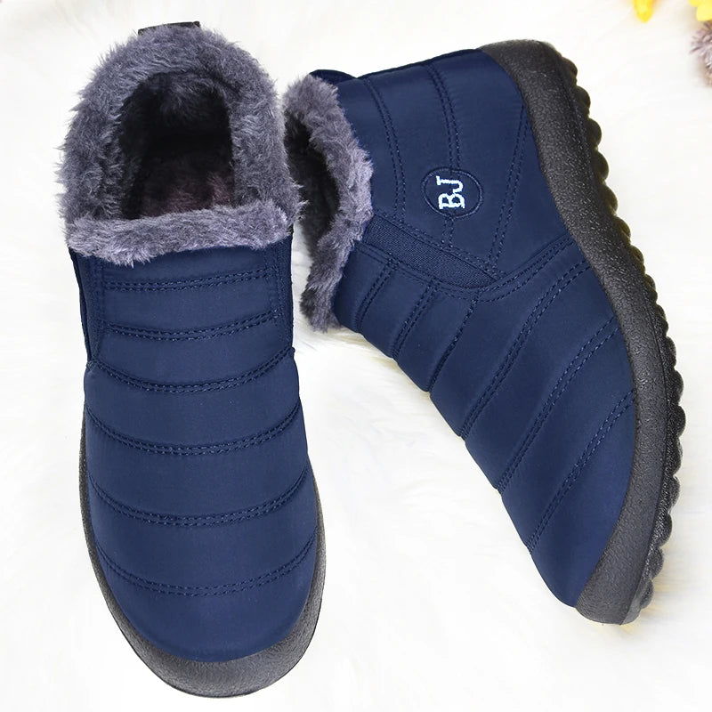 Fashion Winter Men Boots Non Slip Snow Boots with Fur Lightweight Keep Warm Mens Ankle Boots Flats Male Cotton Shoes Botas