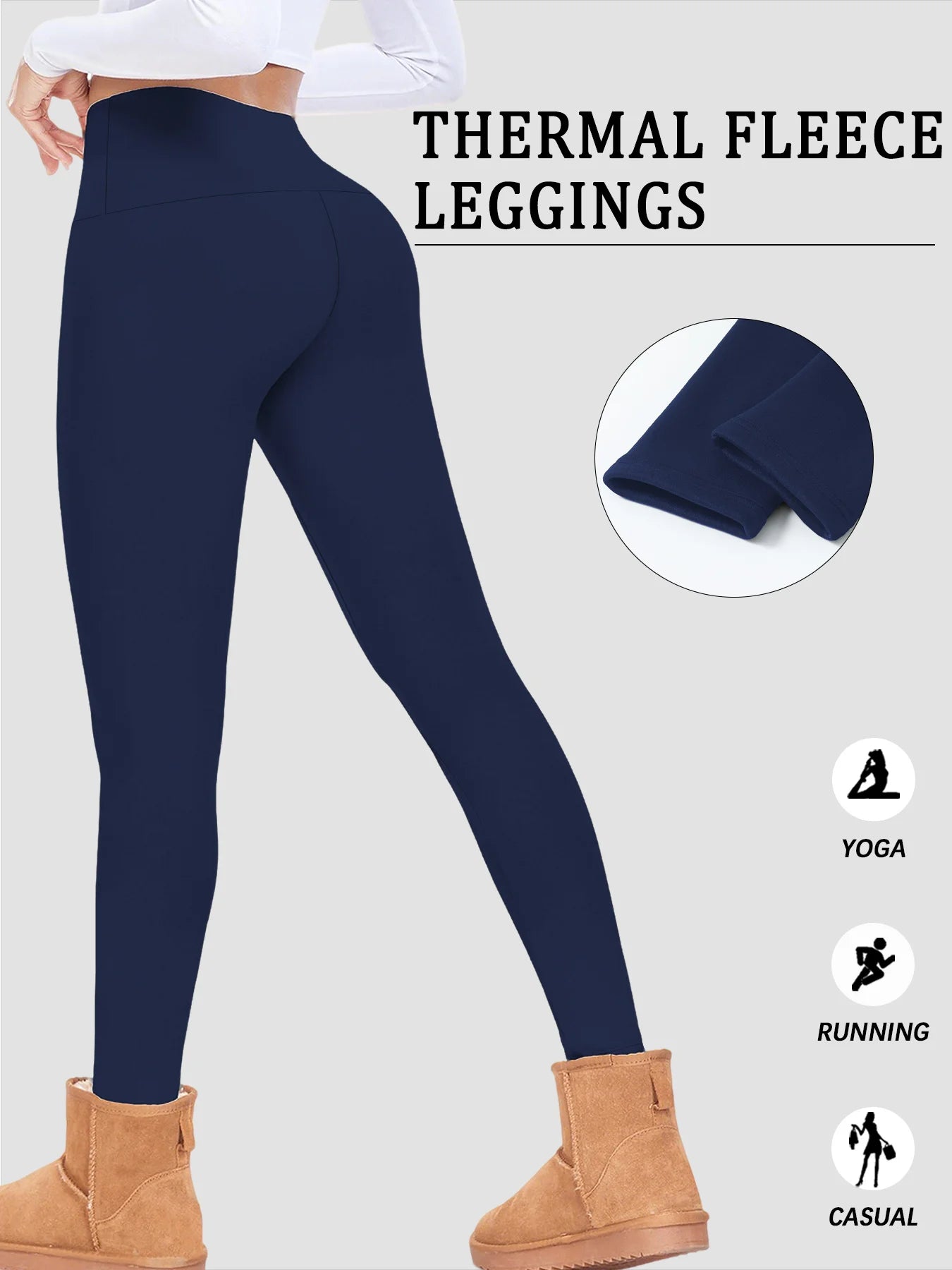High Waisted Thermal Leggings for Women Fleece Lined - Thick Soft Fabric Tummy Control Winter Workout Running Yoga Warm Pants
