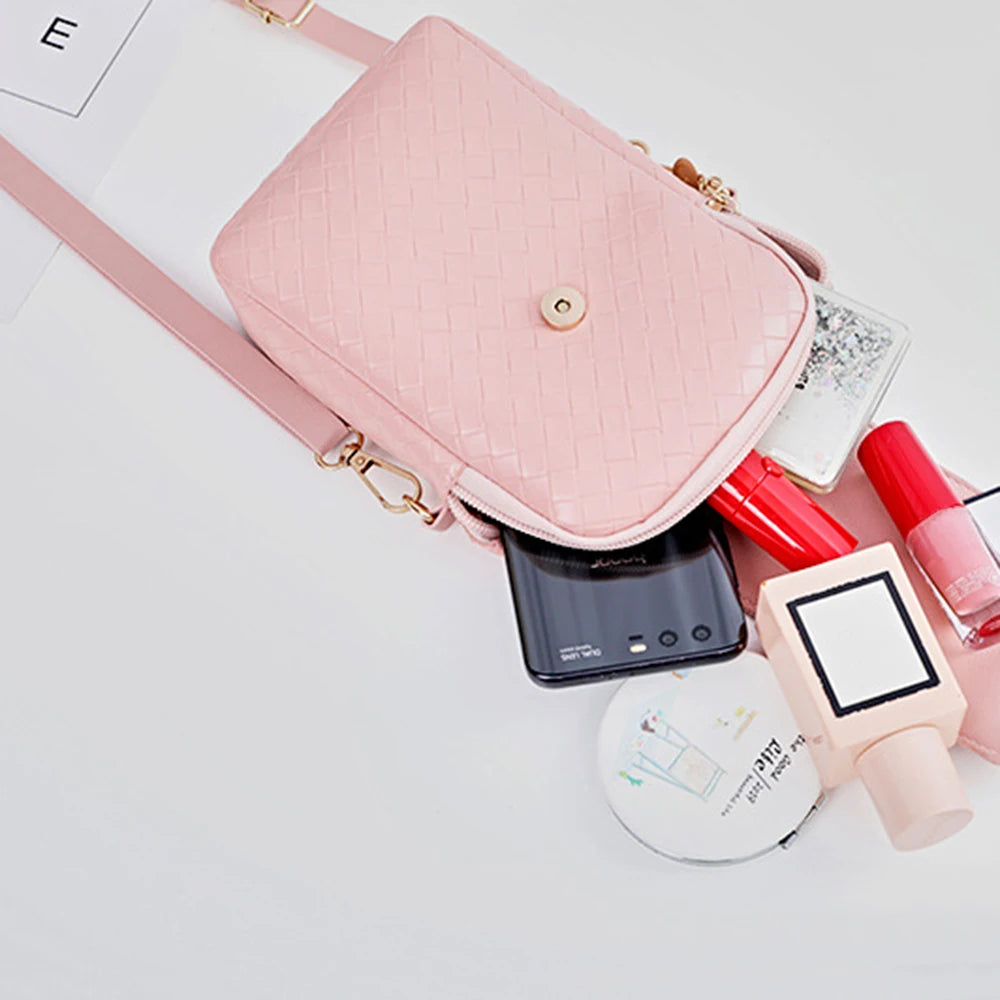 Fashion Ladies Mobile Phone Bag Mini Pu Leather Crossbody Bag Shoulder Bags Wallet Casual Mobile Phone Messenger Bag