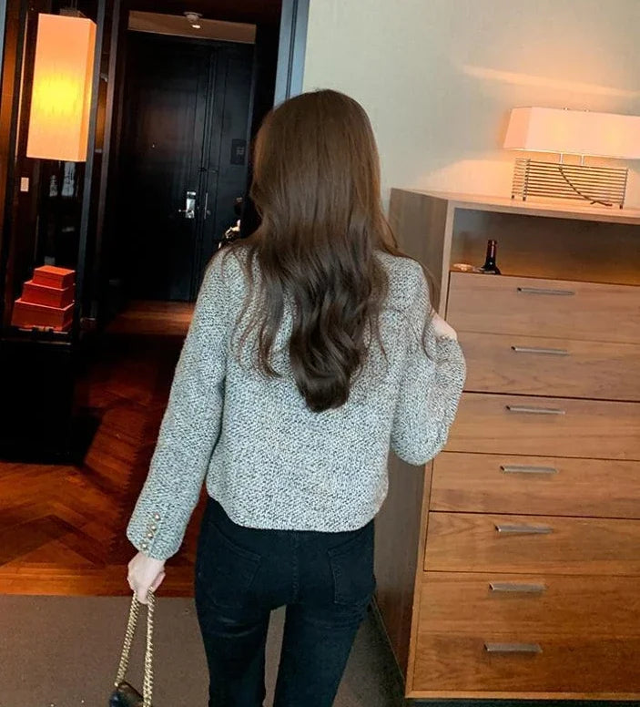 Ladies Jackets Plain Short Women's Tweed Wool & Blends Coat Half Novelty Medium New In High Quality Single Fashion 2025 Hot