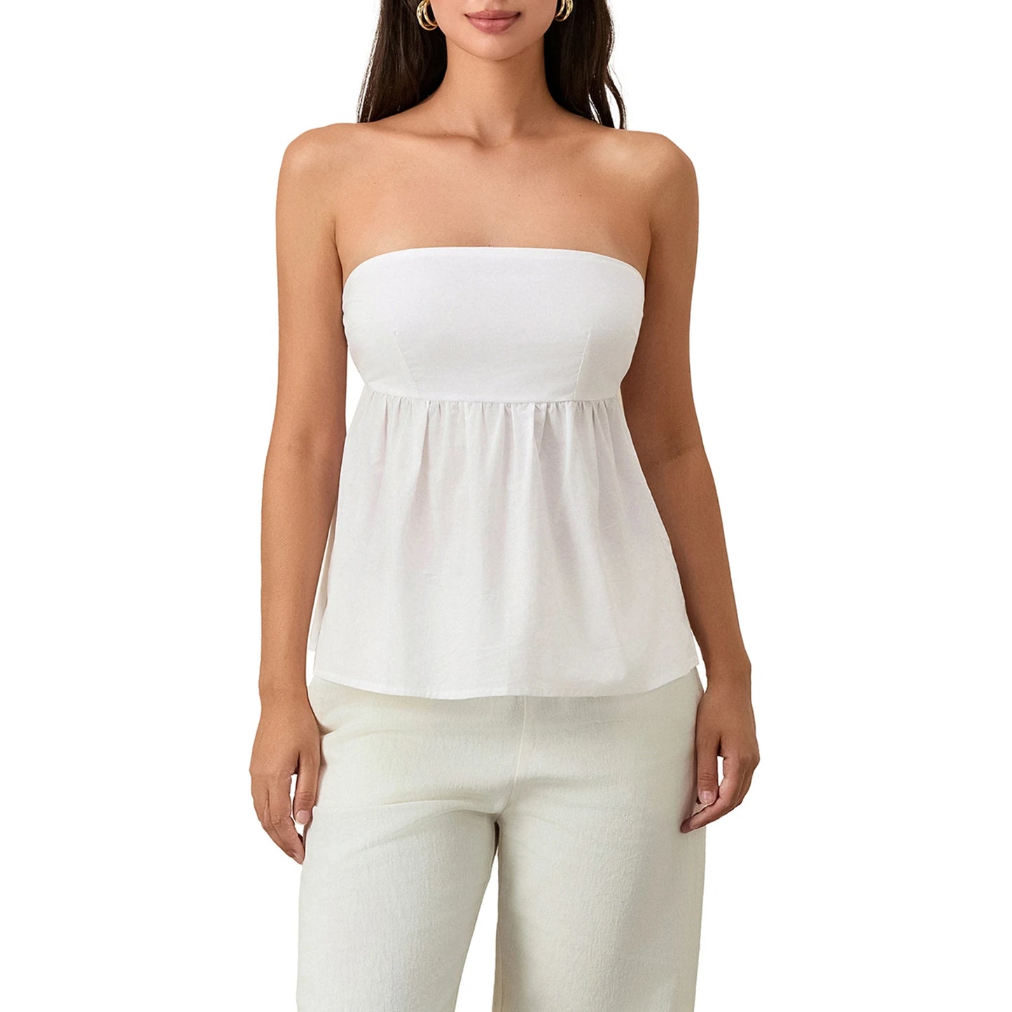 2022 Women Sexy Tube Top Summer Women Casual Tank Crop Tops Solid Color Elastic Design Backless Breathable Strapless Tops