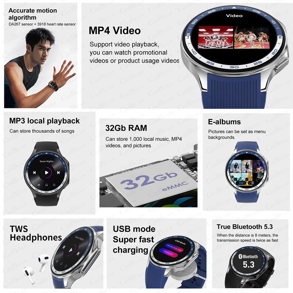 For OPPO Watch X New Smart Watch Men 3D Surround Vision Video Player 32Gb Memory Watches Calling Smartwatch For TWS Headphones