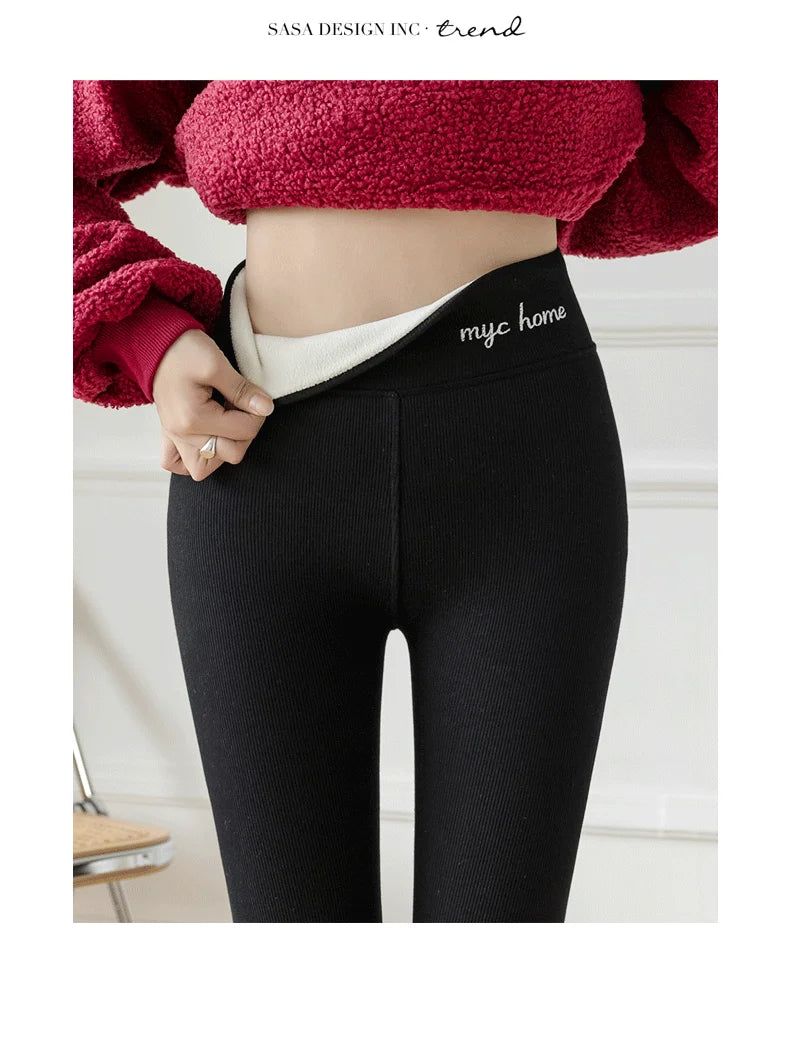 Winter Leggings For Women Thermal Underwear Solid Color Velvet Thicken Warm Pants High Waist Leggings Stretchy Leggings Trousers