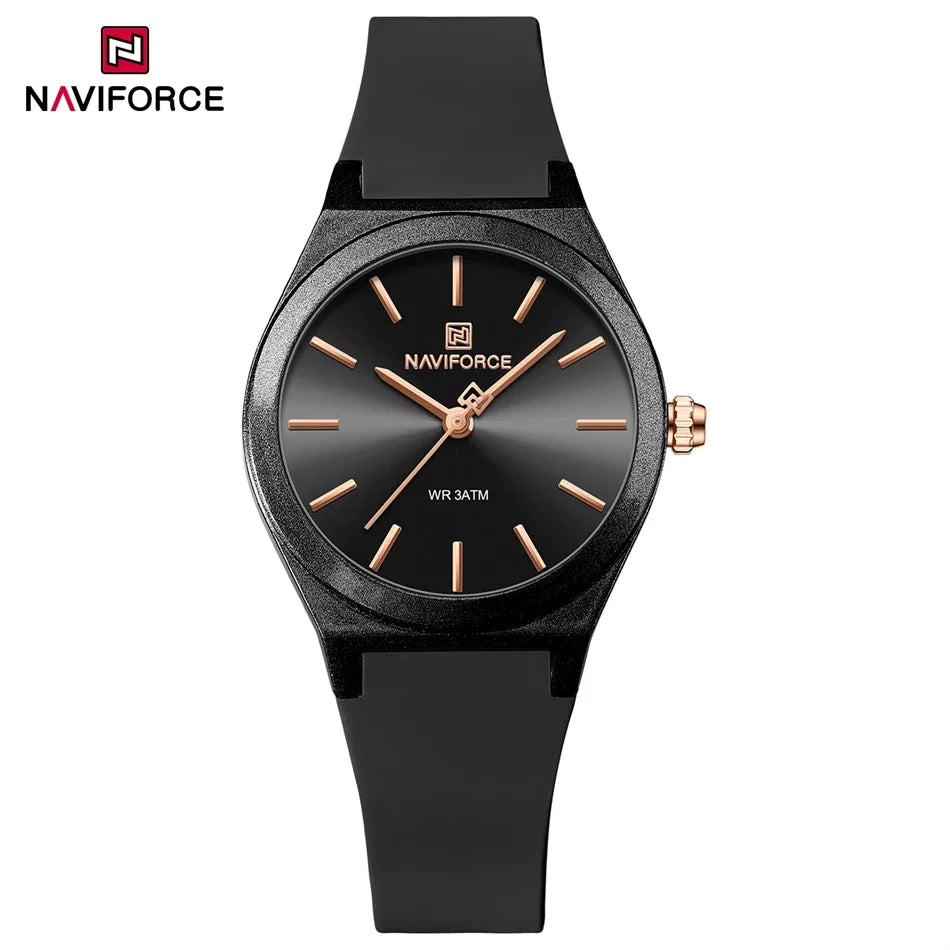 NAVIFORCE Women Watches Silicone Strap Women Quartz Wristwatches Waterproof Round Dial Retro Watch Ladies Girls Reloj Para Mujer