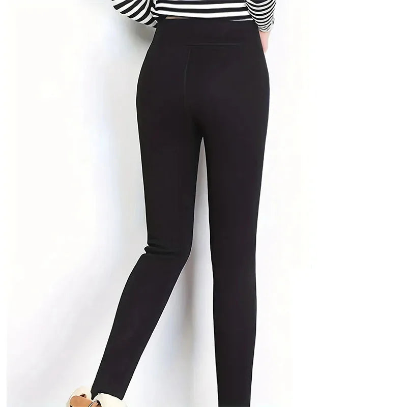 Women's Warm Commuting High Waisted Leggings for Autumn and Winter Fashion, Women's Warm and Plush Elastic Leggings