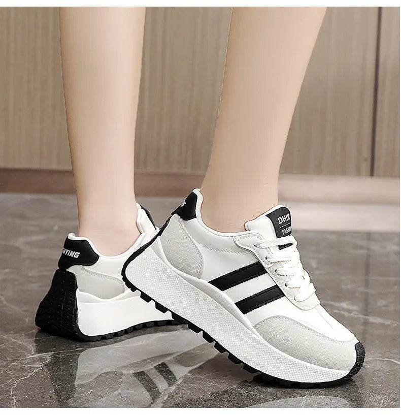 2026 Summer Thick-Soled Women Shoes Height-Increasing Women Sneakers Casual Skate Shoes Lace-Up Sports Running Shoes for Women