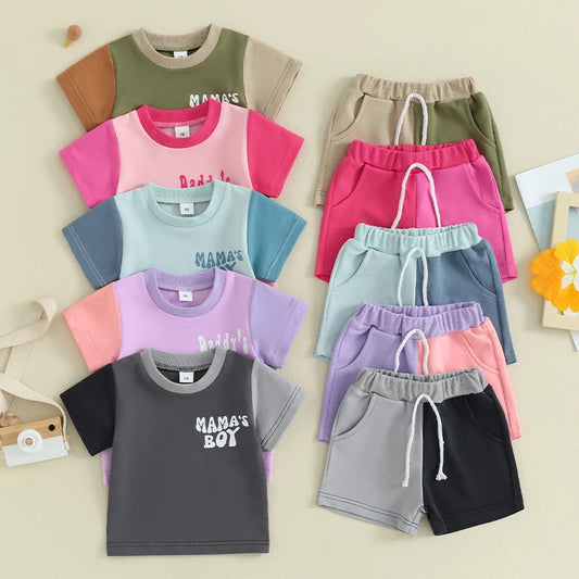 Lioraitiin 0-3Y Toddler Baby Boys Girls Summer Outfits Short Sleeve Contrast Color Tops and Pocket Shorts ClothesSet