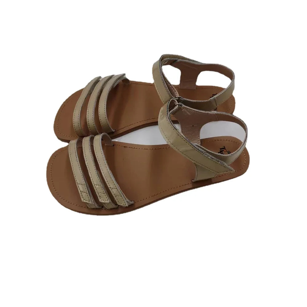 Tipsietoes 2025 Sprinng Barefoot Leather Flat Sandals For Women Shoes With New MInimalist Soft Sole