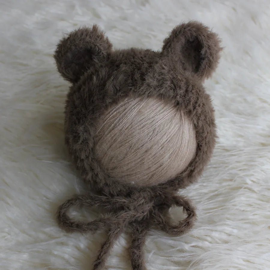 Gorros para bebé, sombrero de oso para recién nacido, sombrero para bebé, niño y niña, accesorios de fotografía recién nacido, accesorios de estudio fotográfico