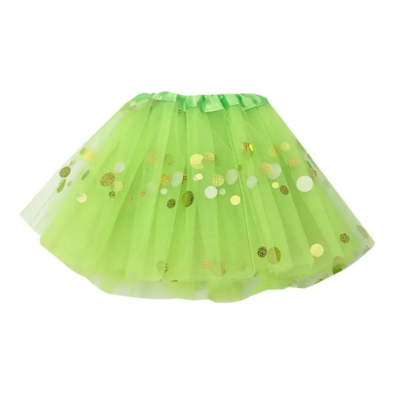 Children Toddler Girl Multi Layers Pleated Tutu Skirt Solid Color Glitter Gold P