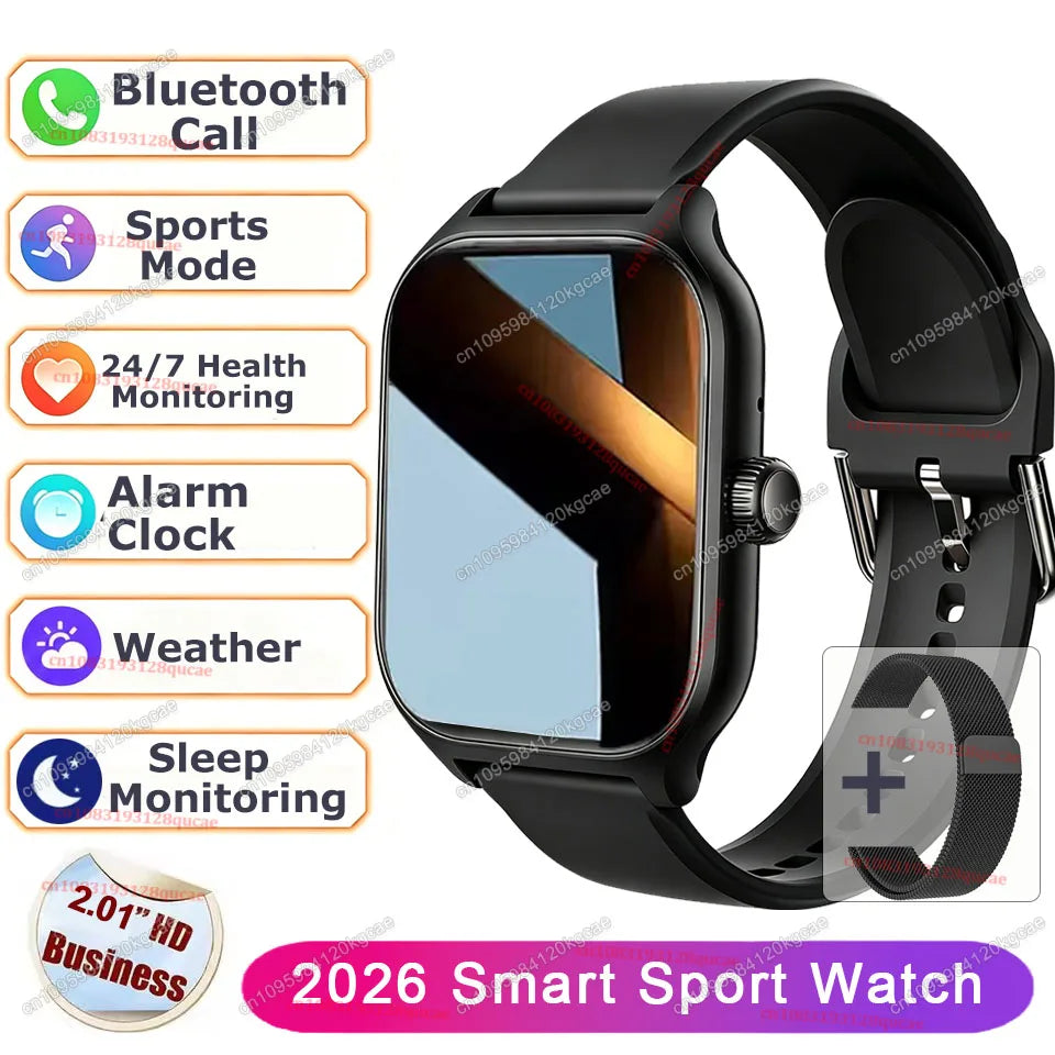 2026 New Smart Watch 2.01'' HD Display Answer Make Call Message Preview Sport Modes DIY Dial Weather Forecast For Men Women HW12