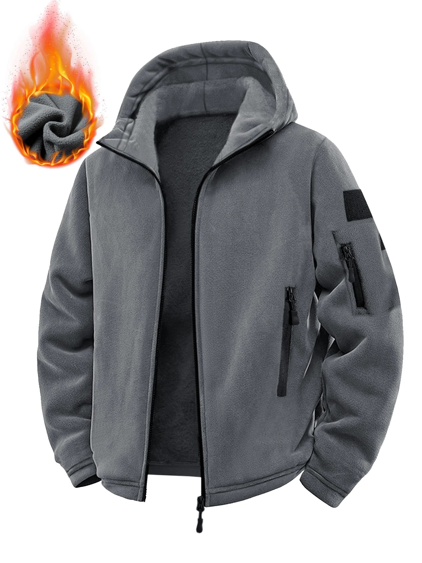 Men's Tactical Jacket Autumn Winter Thickened Warm Hooded Jackets Coats Outdoors Sports Full Zip Up Hoodies Hiking Outwear