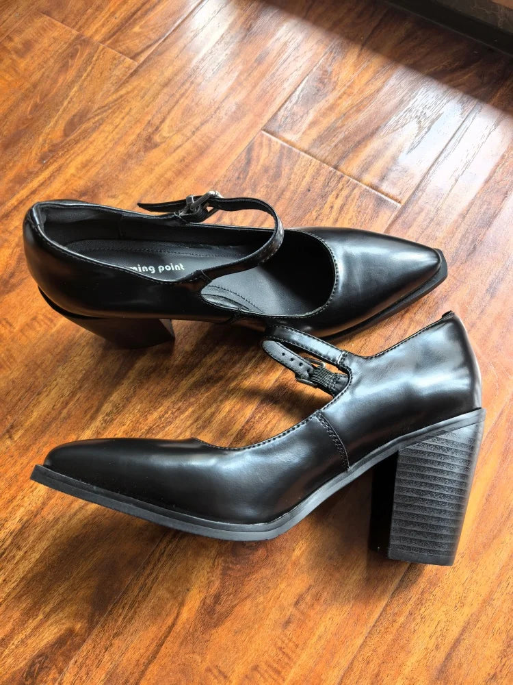 MKKHOU Fashion Pumps New High Quality Genuine Leather Pointed High Heels Mary Jane Shoes Women's Heels Leather Shoes Women Shoes
