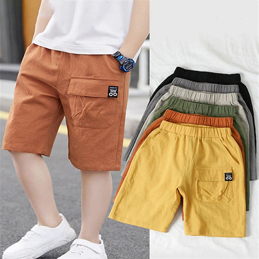 3-9Y Kids Toddler Boys Shorts With Pocket Spring Summer Shorts Cotton Elastic Waist Fashion Short Pants Fashion Children Clothes