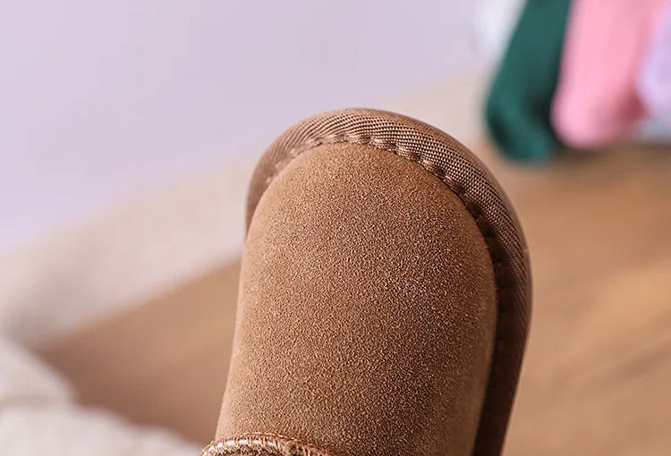 2025 New Winter Baby Snow Boots leather Warm Plush Little Boys Shoes Non-slip Fashion Toddler Girls Boots