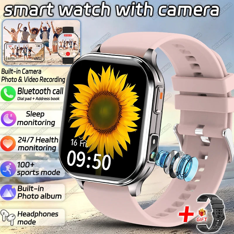 2026 New Smart Watch With Camera Men Women Photos Record Video Health Sports Fitness IP68 Waterproof Call Recording Smartwatches