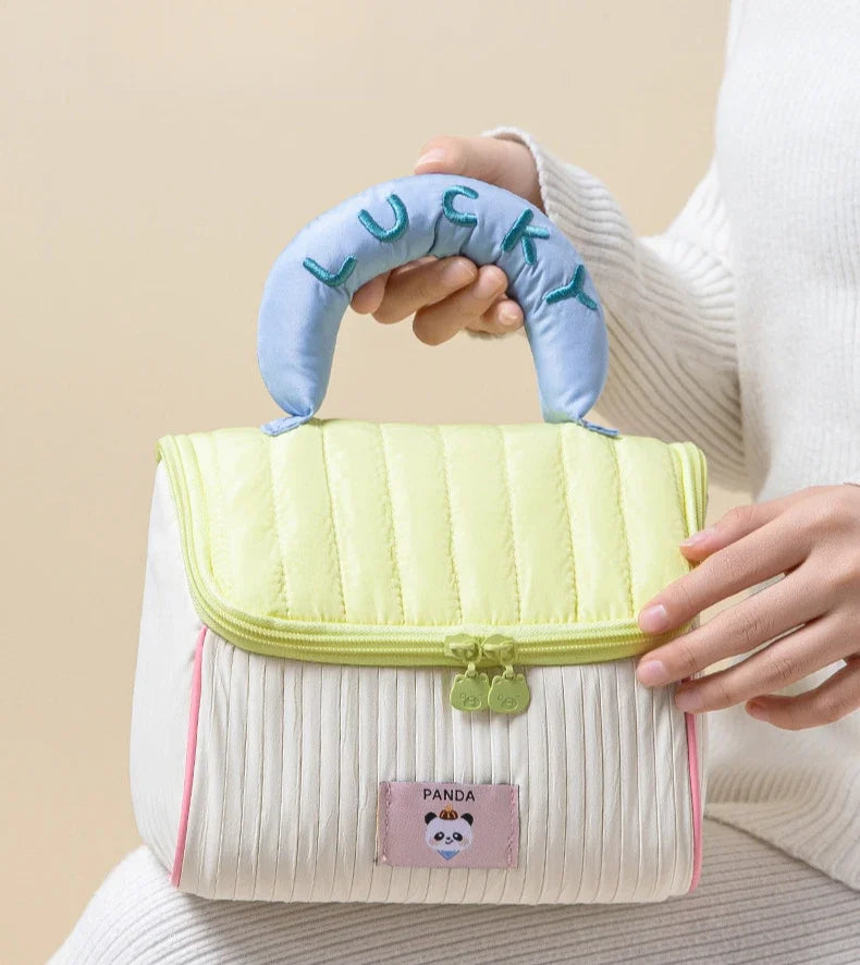 Makeup Bag Large Capacity Cartoon House Shape Toiletry Bag Cute Portable Handheld Storage Bags Travel Storage Organizer