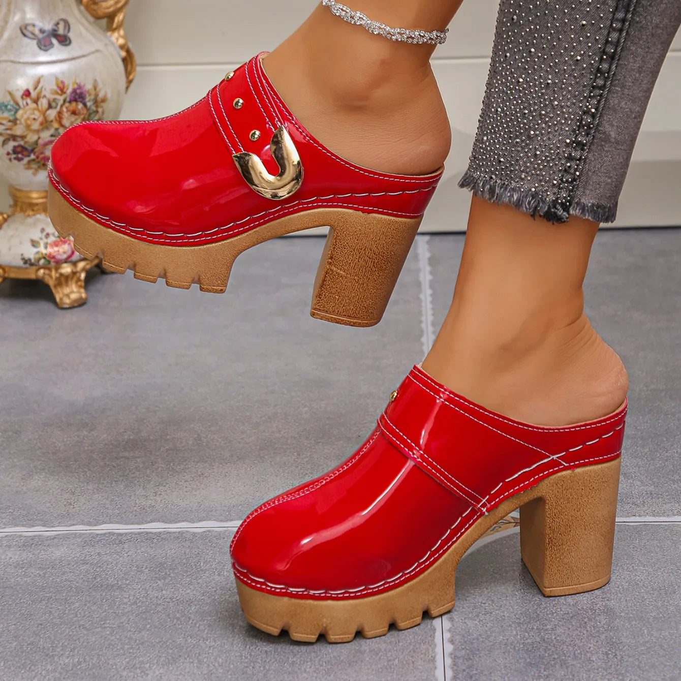 2025 Women Sandals Height Increase Summer Retro Shoes Women Fashion Thick Sole Mules Shoes Chunky Heels Platform Sandals Women