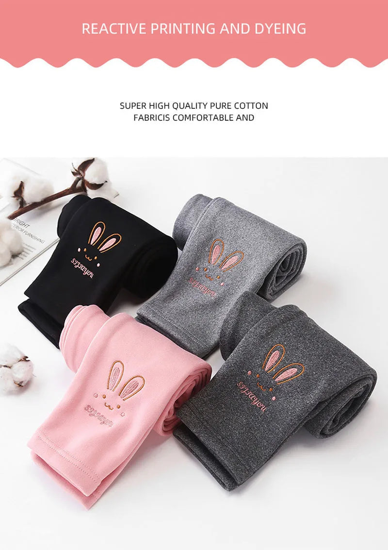 Girls Leggings Autumn Winter Thick Warm Plus Cute Fond Rabbit Children Kids Baby Bottom Part Pants
