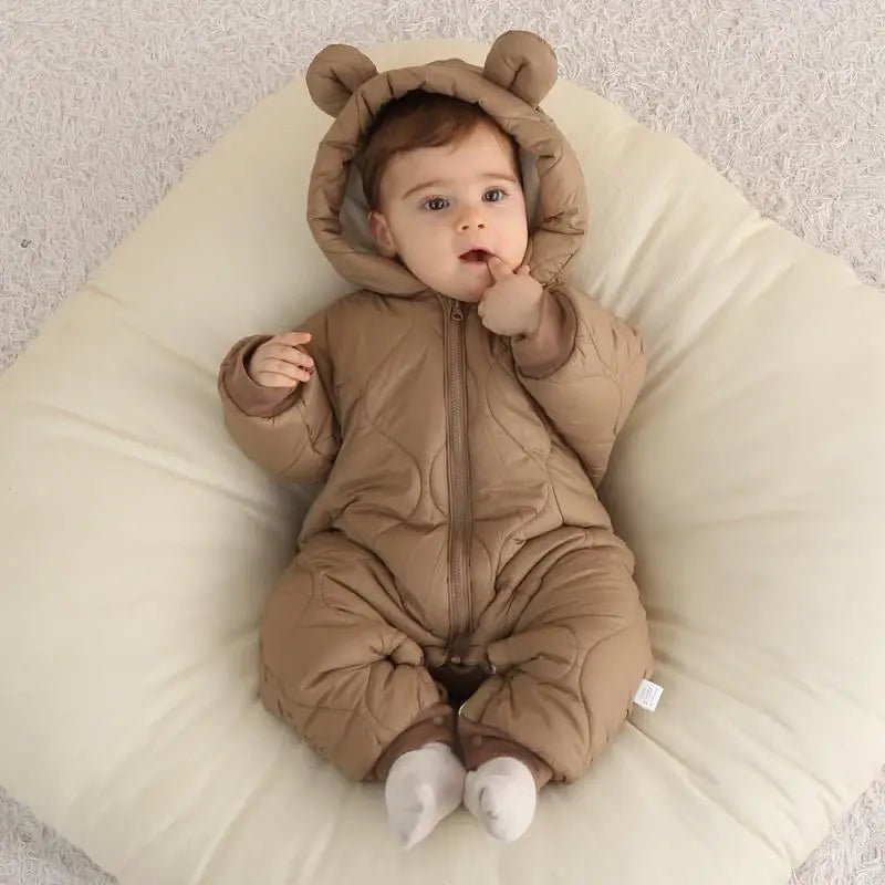 Newborn Baby Romper Winter Thicken Cotton Jumpsuit Infant Onesie Fleece Lining Hooded Rompers for Boy Girl Clothes Kids Outfit