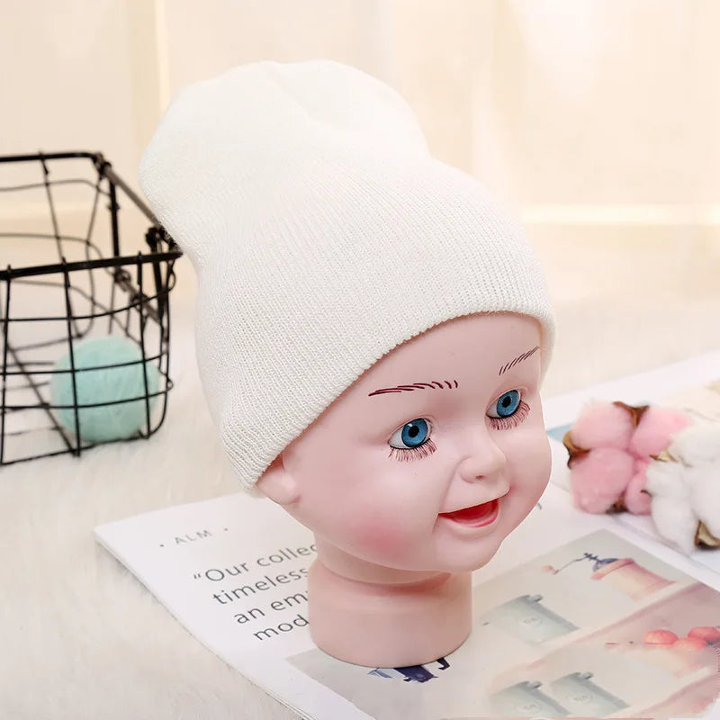 6M-5Y bebé baile callejero gorro de Hip Hop algodón primavera otoño niño gorra bufanda para niños niñas invierno cálido Color sólido sombrero para niños