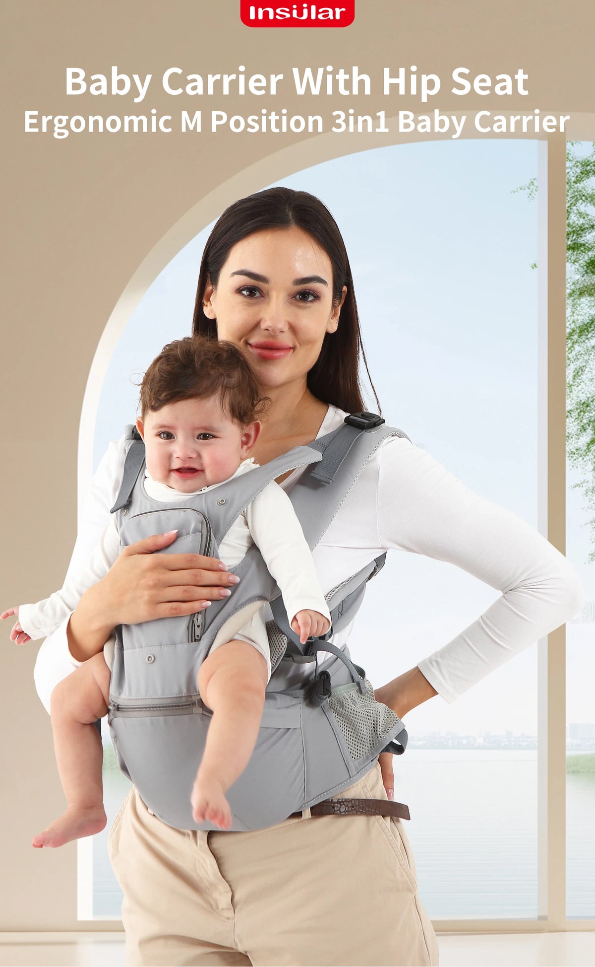 INSULAR Baby Carrier Breathable Child Waist Stool With Hip Seat Waist Stool Front Hold Portable Multi-functional 0-2Y