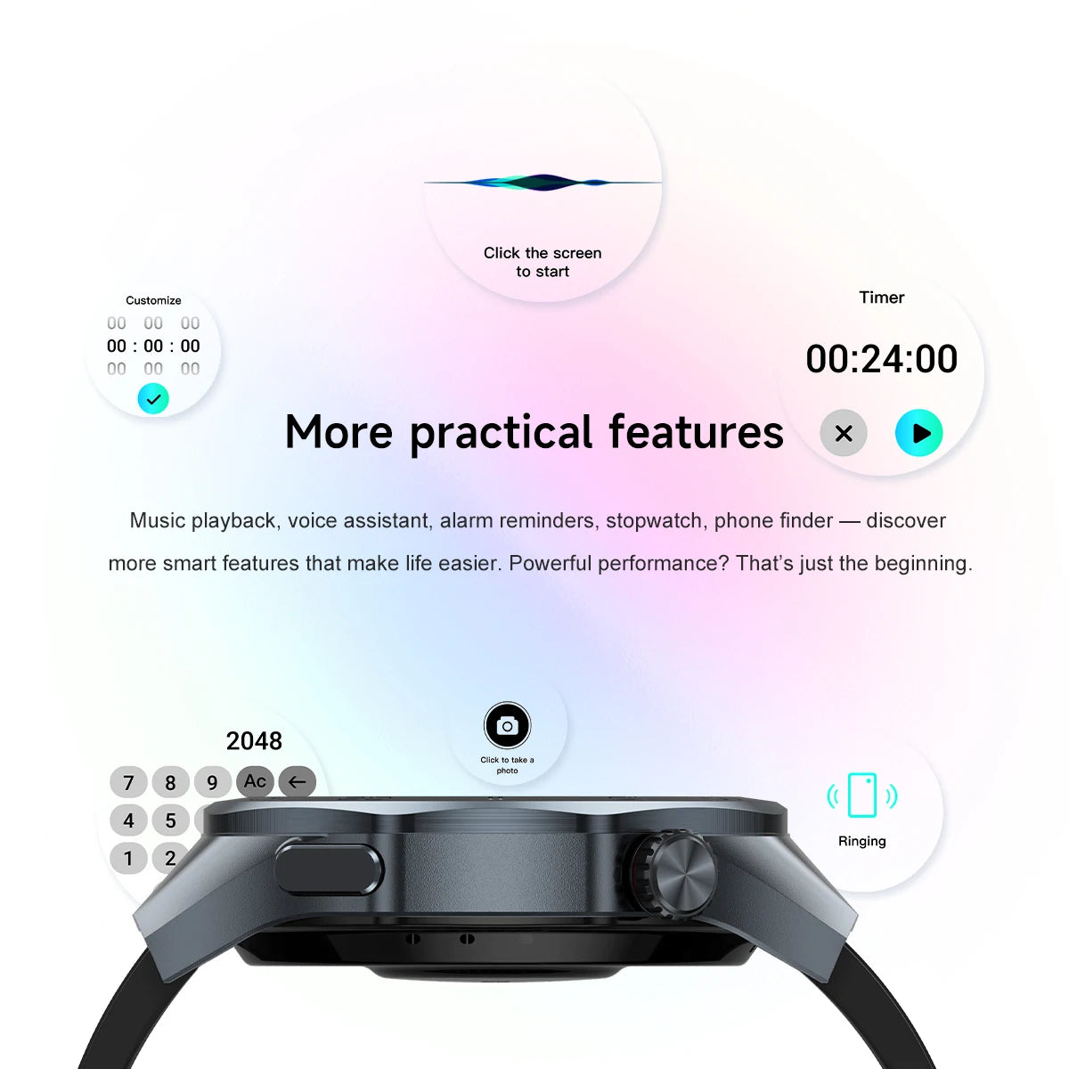 Men's Smart Watch 1.53" AMOLED Display Sapphire Glass GPS Bluetooth Call 3ATM Waterproof Health Monitor 520mAh Smartwatch