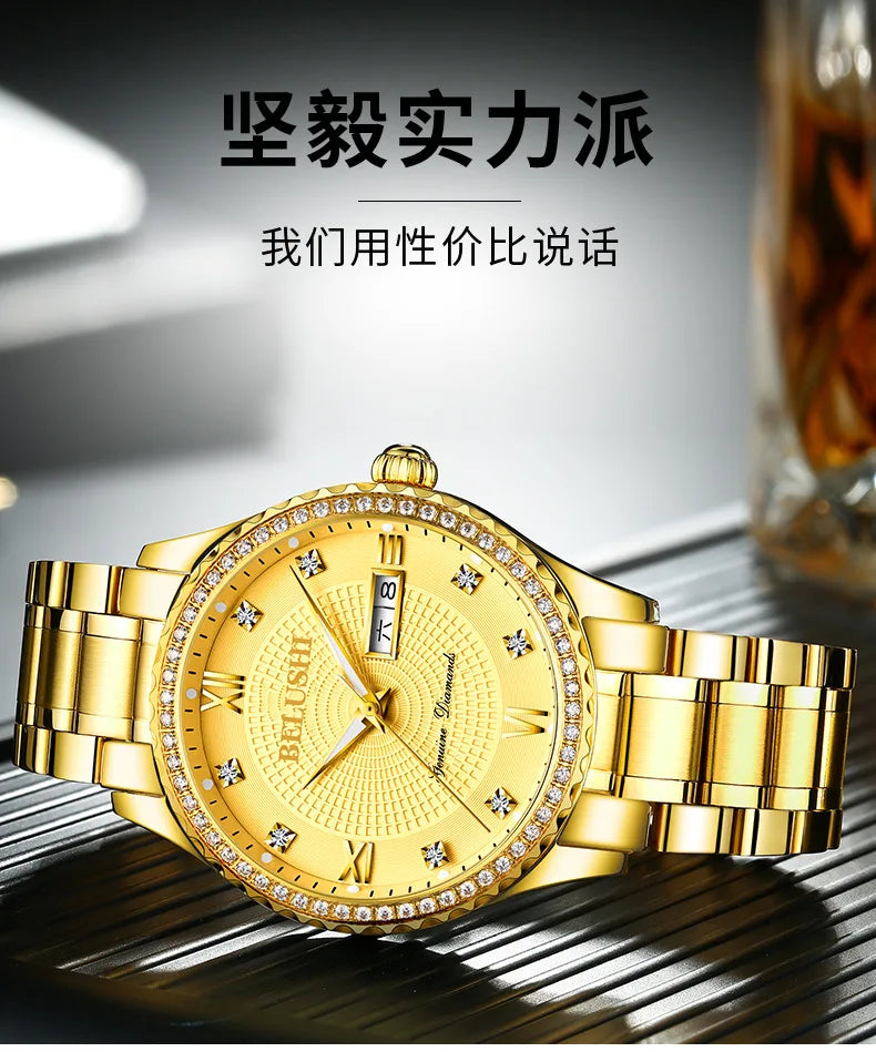 BELUSHI New Waterproof luminous Business Casual Man Wristwatch Stainless Steel Strap Men's Quartz Watch Fashion Men's Watches